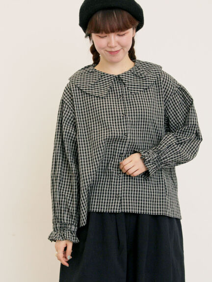 ビッグ襟羽織ブラウス(ブラック/ブラウン/キナリ)|Samansa Mos2(サマンサ モスモス)通販