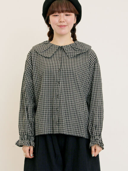 ビッグ襟羽織ブラウス(ブラック/ブラウン/キナリ)|Samansa Mos2(サマンサ モスモス)通販