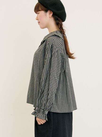 ビッグ襟羽織ブラウス(ブラック/ブラウン/キナリ)|Samansa Mos2(サマンサ モスモス)通販