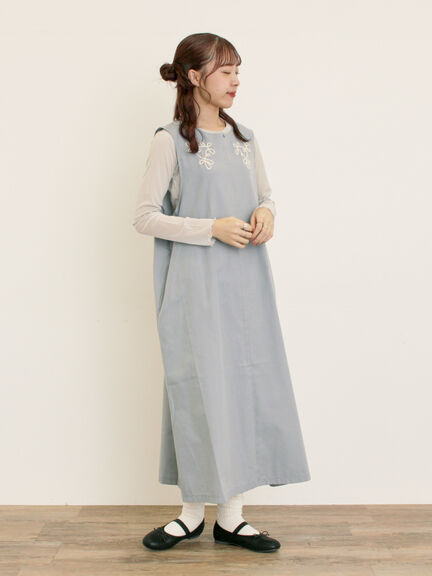 ◎コード刺繍ジレワンピース(ブラック/ベージュ/ブルー)|Samansa Mos2(サマンサ モスモス)通販