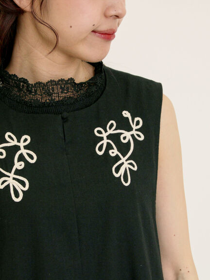 ◎コード刺繍ジレワンピース(ブラック/ベージュ/ブルー)|Samansa Mos2(サマンサ モスモス)通販