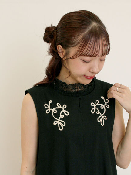 ◎コード刺繍ジレワンピース(ブラック/ベージュ/ブルー)|Samansa Mos2(サマンサ モスモス)通販