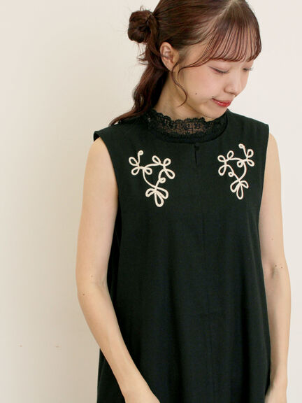 ◎コード刺繍ジレワンピース(ブラック/ベージュ/ブルー)|Samansa Mos2(サマンサ モスモス)通販