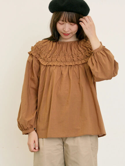 ◎2WAYギャザーブラウス(オフホワイト/ブラック/ブラウン)|Samansa Mos2(サマンサ モスモス)通販