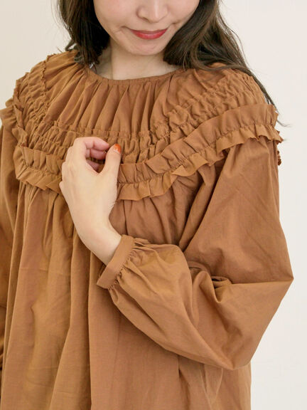 ◎2WAYギャザーブラウス(オフホワイト/ブラック/ブラウン)|Samansa Mos2(サマンサ モスモス)通販