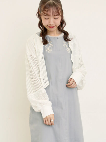 ◎パッチワークレースカーディガン(ブラック/キナリ)|Samansa Mos2(サマンサ モスモス)通販