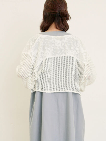 ◎パッチワークレースカーディガン(ブラック/キナリ)|Samansa Mos2(サマンサ モスモス)通販