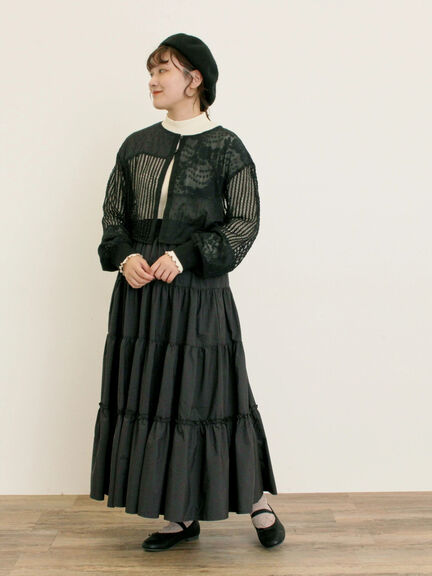 ◎パッチワークレースカーディガン(ブラック/キナリ)|Samansa Mos2(サマンサ モスモス)通販