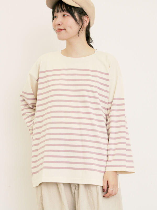 パネルボーダーロングスリーブカットソー(ピンク/モカ/グリーン/ネイビー)|Samansa Mos2(サマンサ モスモス)通販