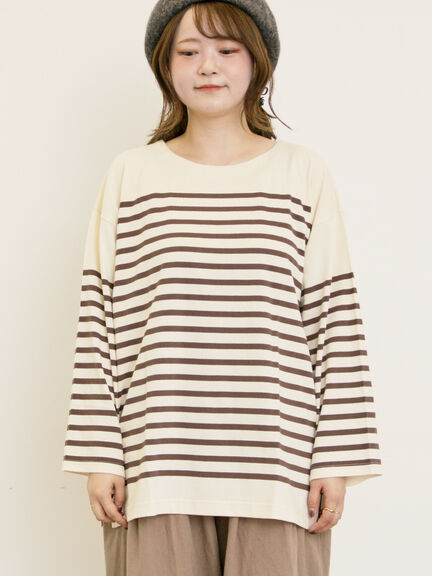 パネルボーダーロングスリーブカットソー(ピンク/モカ/グリーン/ネイビー)|Samansa Mos2(サマンサ モスモス)通販
