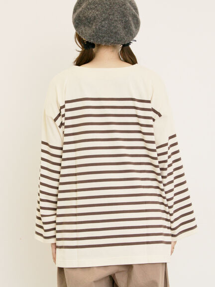 パネルボーダーロングスリーブカットソー(ピンク/モカ/グリーン/ネイビー)|Samansa Mos2(サマンサ モスモス)通販