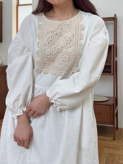 【WEB限定】胸元レース貼りチュニック(ブラック/キナリ)|Samansa Mos2(サマンサ モスモス)通販