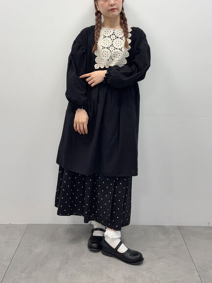 【WEB限定】胸元レース貼りチュニック(ブラック/キナリ)|Samansa Mos2(サマンサ モスモス)通販