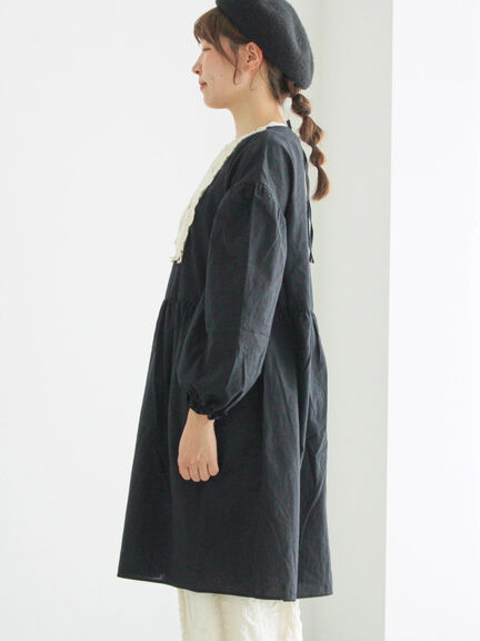 【WEB限定】胸元レース貼りチュニック(ブラック/キナリ)|Samansa Mos2(サマンサ モスモス)通販