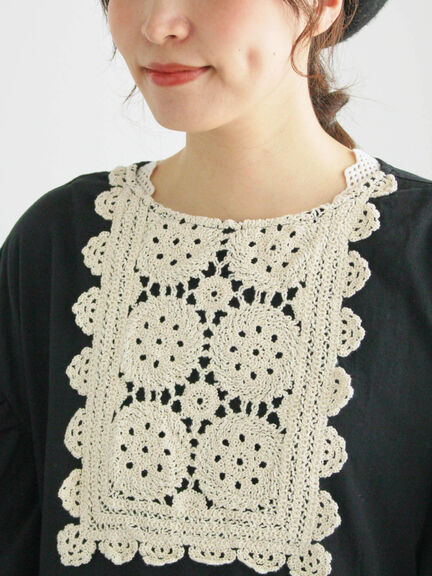 【WEB限定】胸元レース貼りチュニック(ブラック/キナリ)|Samansa Mos2(サマンサ モスモス)通販