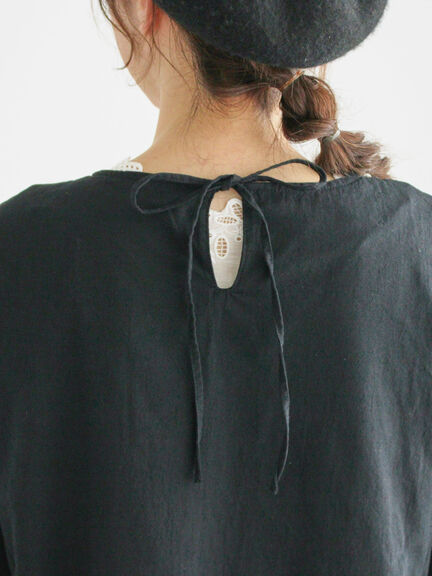 【WEB限定】胸元レース貼りチュニック(ブラック/キナリ)|Samansa Mos2(サマンサ モスモス)通販