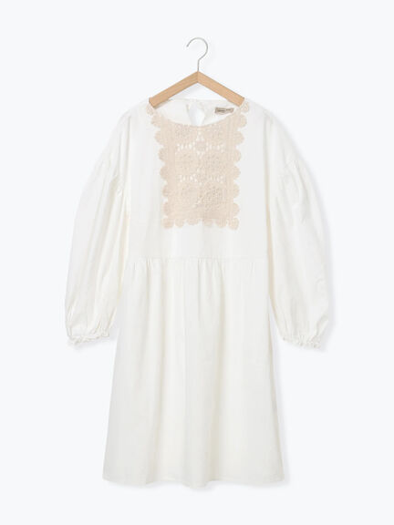 【WEB限定】胸元レース貼りチュニック(ブラック/キナリ)|Samansa Mos2(サマンサ モスモス)通販