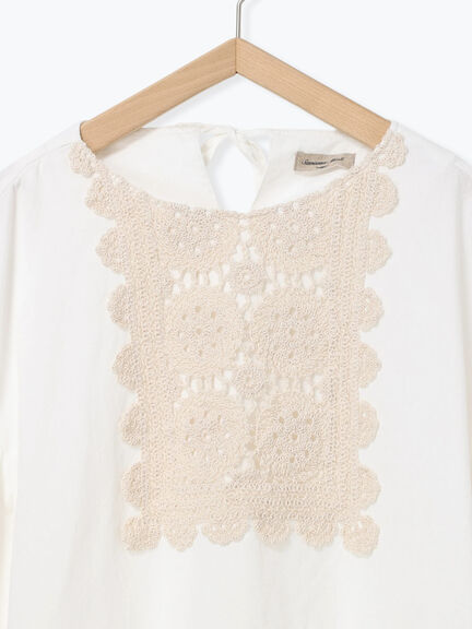 【WEB限定】胸元レース貼りチュニック(ブラック/キナリ)|Samansa Mos2(サマンサ モスモス)通販