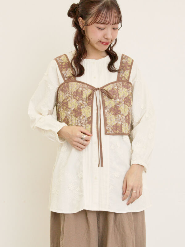 パッチワーク風花柄キルトビスチェ(イエロー)|Samansa Mos2(サマンサ モスモス)通販