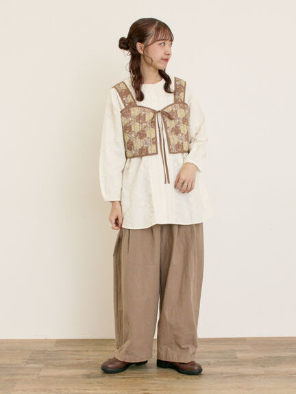 パッチワーク風花柄キルトビスチェ(ブラック/ベージュ/イエロー)|Samansa Mos2(サマンサ モスモス)通販