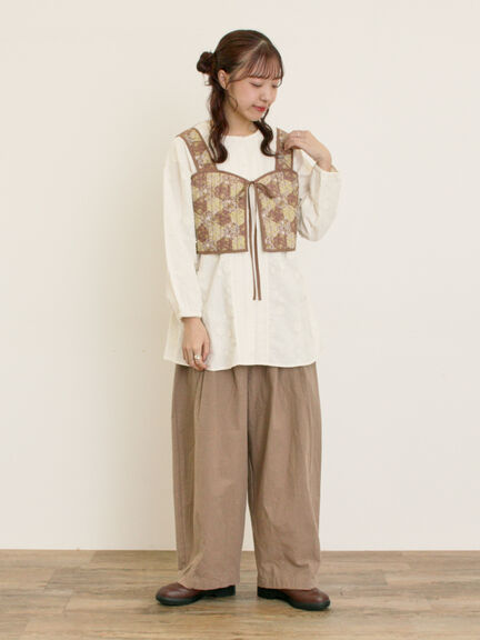 パッチワーク風花柄キルトビスチェ(ブラック/ベージュ/イエロー)|Samansa Mos2(サマンサ モスモス)通販