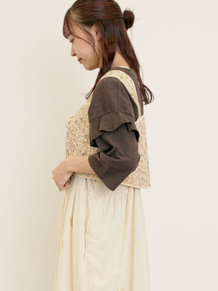 パッチワーク風花柄キルトビスチェ(ブラック/ベージュ/イエロー)|Samansa Mos2(サマンサ モスモス)通販