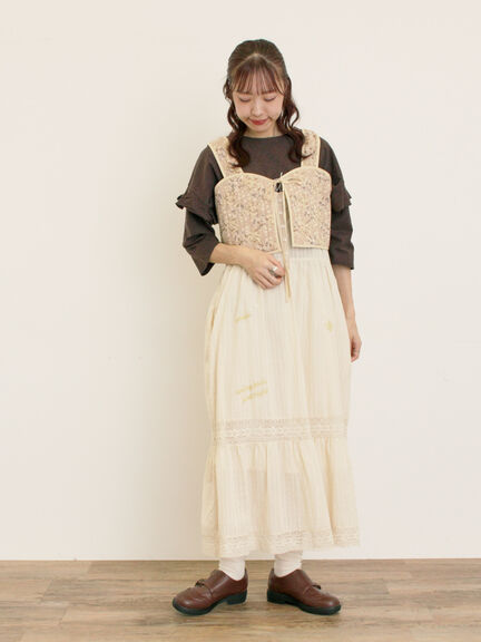 パッチワーク風花柄キルトビスチェ(ブラック/ベージュ/イエロー)|Samansa Mos2(サマンサ モスモス)通販