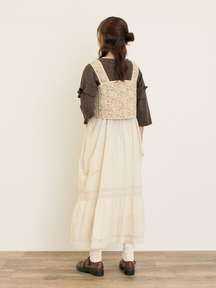 パッチワーク風花柄キルトビスチェ(ブラック/ベージュ/イエロー)|Samansa Mos2(サマンサ モスモス)通販