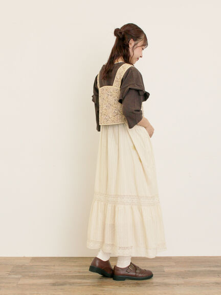 パッチワーク風花柄キルトビスチェ(ブラック/ベージュ/イエロー)|Samansa Mos2(サマンサ モスモス)通販