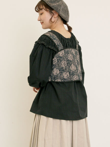 パッチワーク風花柄キルトビスチェ(ブラック/ベージュ/イエロー)|Samansa Mos2(サマンサ モスモス)通販