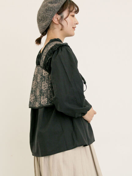 パッチワーク風花柄キルトビスチェ(ブラック/ベージュ/イエロー)|Samansa Mos2(サマンサ モスモス)通販