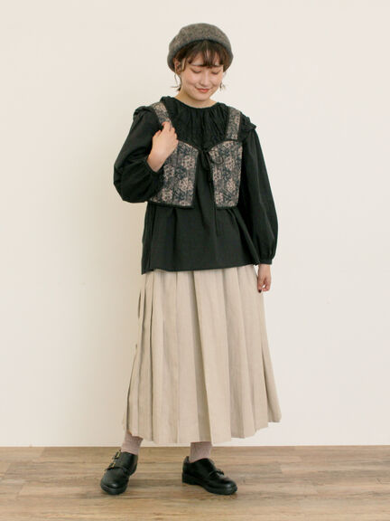 パッチワーク風花柄キルトビスチェ(ブラック/ベージュ/イエロー)|Samansa Mos2(サマンサ モスモス)通販