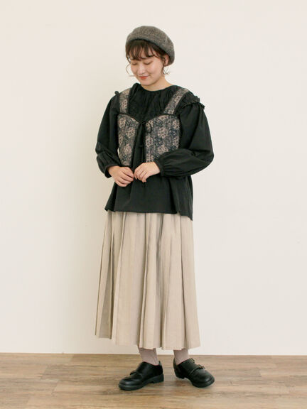 パッチワーク風花柄キルトビスチェ(ブラック/ベージュ/イエロー)|Samansa Mos2(サマンサ モスモス)通販