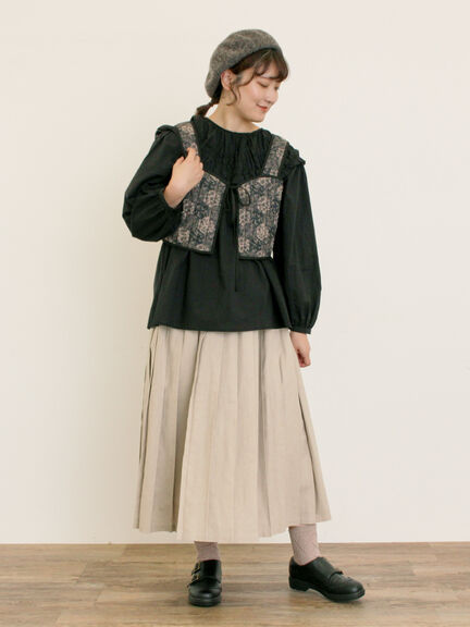 パッチワーク風花柄キルトビスチェ(ブラック/ベージュ/イエロー)|Samansa Mos2(サマンサ モスモス)通販