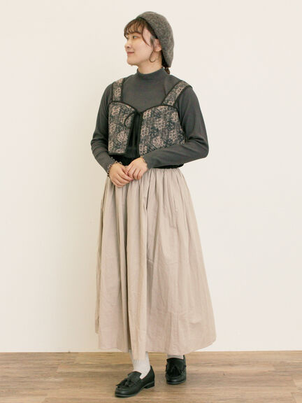 パッチワーク風花柄キルトビスチェ(ブラック/ベージュ/イエロー)|Samansa Mos2(サマンサ モスモス)通販