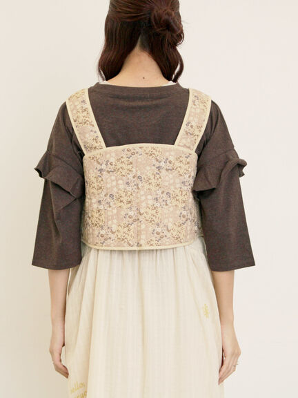 パッチワーク風花柄キルトビスチェ(ブラック/ベージュ/イエロー)|Samansa Mos2(サマンサ モスモス)通販