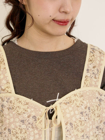 パッチワーク風花柄キルトビスチェ(ブラック/ベージュ/イエロー)|Samansa Mos2(サマンサ モスモス)通販