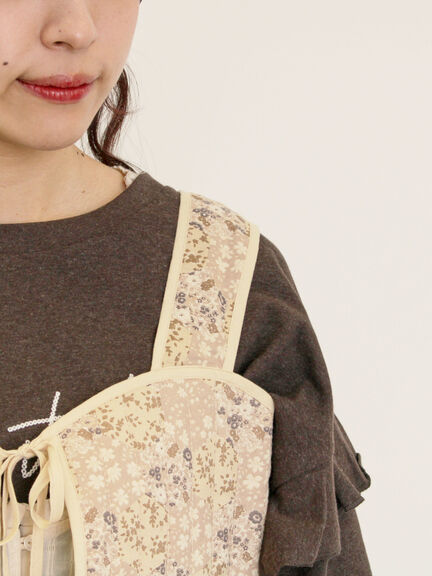 パッチワーク風花柄キルトビスチェ(ブラック/ベージュ/イエロー)|Samansa Mos2(サマンサ モスモス)通販