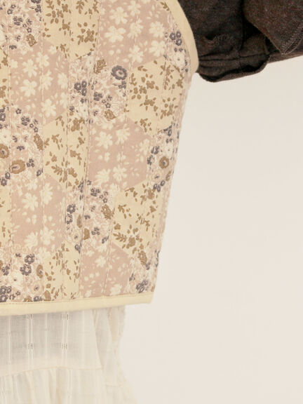 パッチワーク風花柄キルトビスチェ(ブラック/ベージュ/イエロー)|Samansa Mos2(サマンサ モスモス)通販