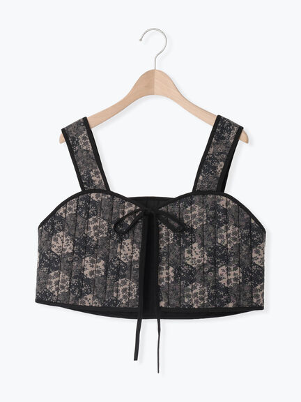 パッチワーク風花柄キルトビスチェ(ブラック/ベージュ/イエロー)|Samansa Mos2(サマンサ モスモス)通販