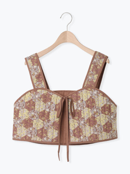 パッチワーク風花柄キルトビスチェ(ブラック/ベージュ/イエロー)|Samansa Mos2(サマンサ モスモス)通販