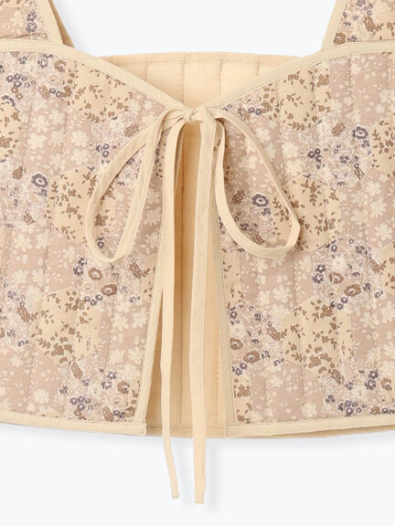 パッチワーク風花柄キルトビスチェ(ブラック/ベージュ/イエロー)|Samansa Mos2(サマンサ モスモス)通販