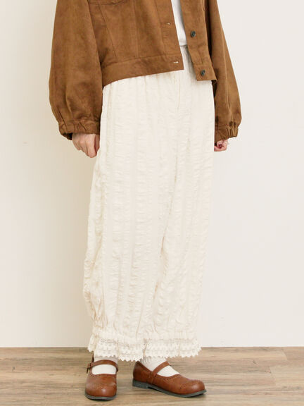 【M/Lサイズ】裾スカラップかぼちゃパンツ(ブラック/モカ/キナリ)|Samansa Mos2(サマンサ モスモス)通販