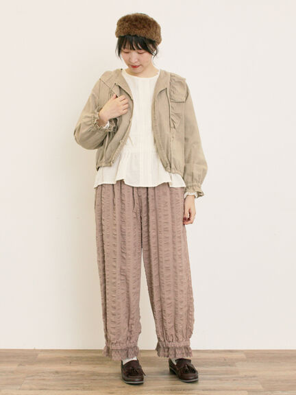 【M/Lサイズ】裾スカラップかぼちゃパンツ(ブラック/モカ/キナリ)|Samansa Mos2(サマンサ モスモス)通販