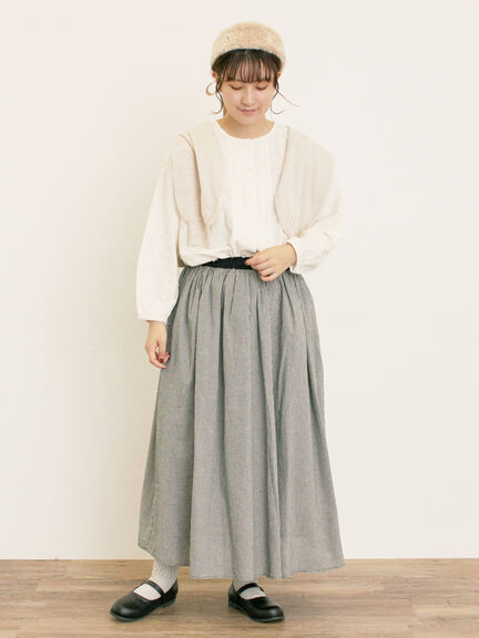 配色ベルトギャザースカート(ブラック/ベージュ/ブルー)|Samansa Mos2(サマンサ モスモス)通販