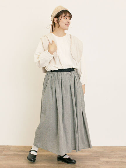 配色ベルトギャザースカート(ブラック/ベージュ/ブルー)|Samansa Mos2(サマンサ モスモス)通販