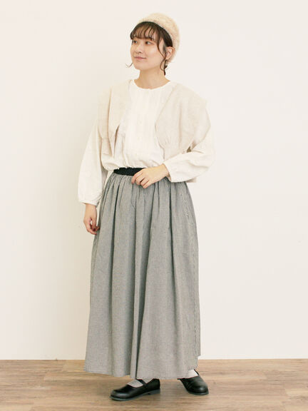 配色ベルトギャザースカート(ブラック/ベージュ/ブルー)|Samansa Mos2(サマンサ モスモス)通販