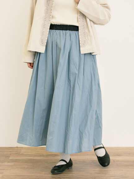 配色ベルトギャザースカート(ブラック/ベージュ/ブルー)|Samansa Mos2(サマンサ モスモス)通販