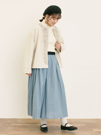 配色ベルトギャザースカート(ブラック/ベージュ/ブルー)|Samansa Mos2(サマンサ モスモス)通販