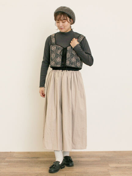 配色ベルトギャザースカート(ブラック/ベージュ/ブルー)|Samansa Mos2(サマンサ モスモス)通販